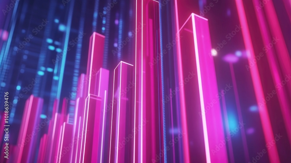 Fototapeta premium Abstract Neon Patterns with Vertical Bars and Glow