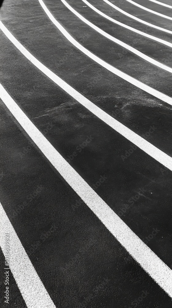 Fototapeta premium Minimalist Running Track Abstract, a close-up view highlighting clean lines and a simple aesthetic, emphasizing the elegance of athletic spaces