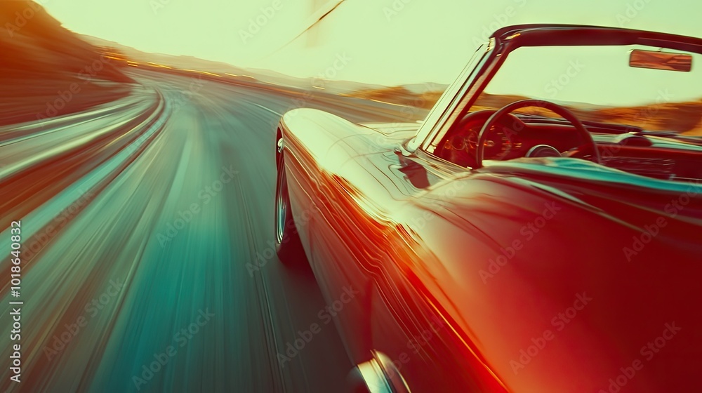 Obraz premium An action shot of a car speeding down a highway, with a seatbelt clearly visible in the foreground, reinforcing the message of safety during travel.
