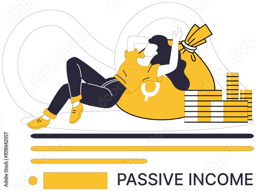 Passive income vector illustration. Banking is sanctuary where temple passive income is guarded and grown Profit, silent architect, designs blueprint for mansion passive income Saving, quiet savior
