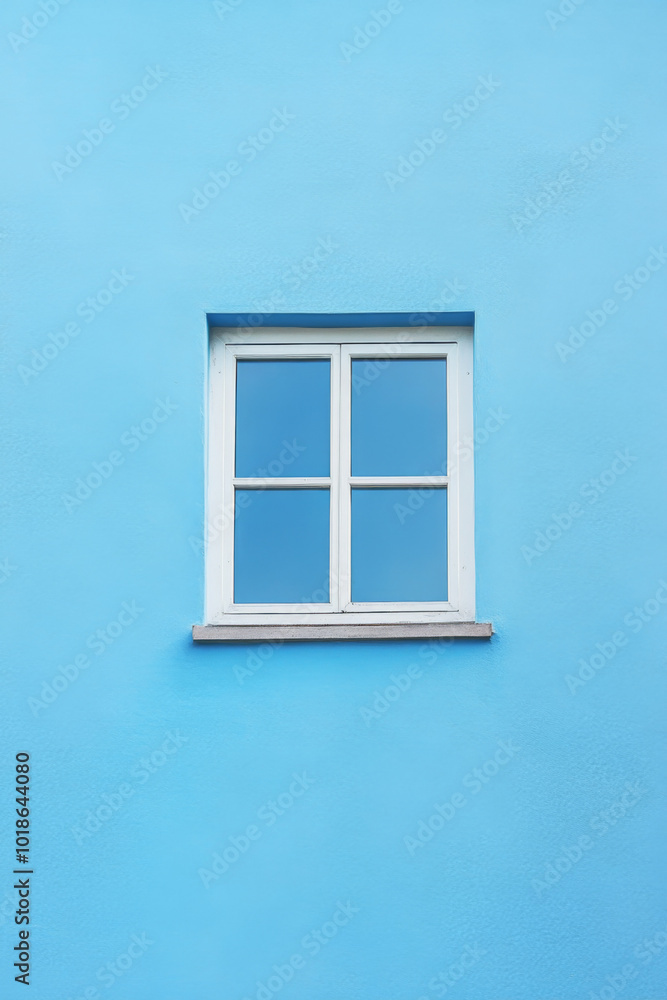 Fototapeta premium White window on color wall background with copy space