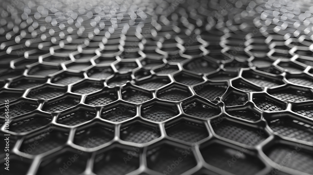 Fototapeta premium Representation of graphene an allotrope of carbon consisting of a single layer of atoms arranged in a hexagonal lattice nanostructure
