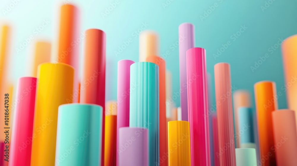 Colorful Cylinders in Bright, Abstract Composition Colorful Cylinders in Bright, Abstract Composition