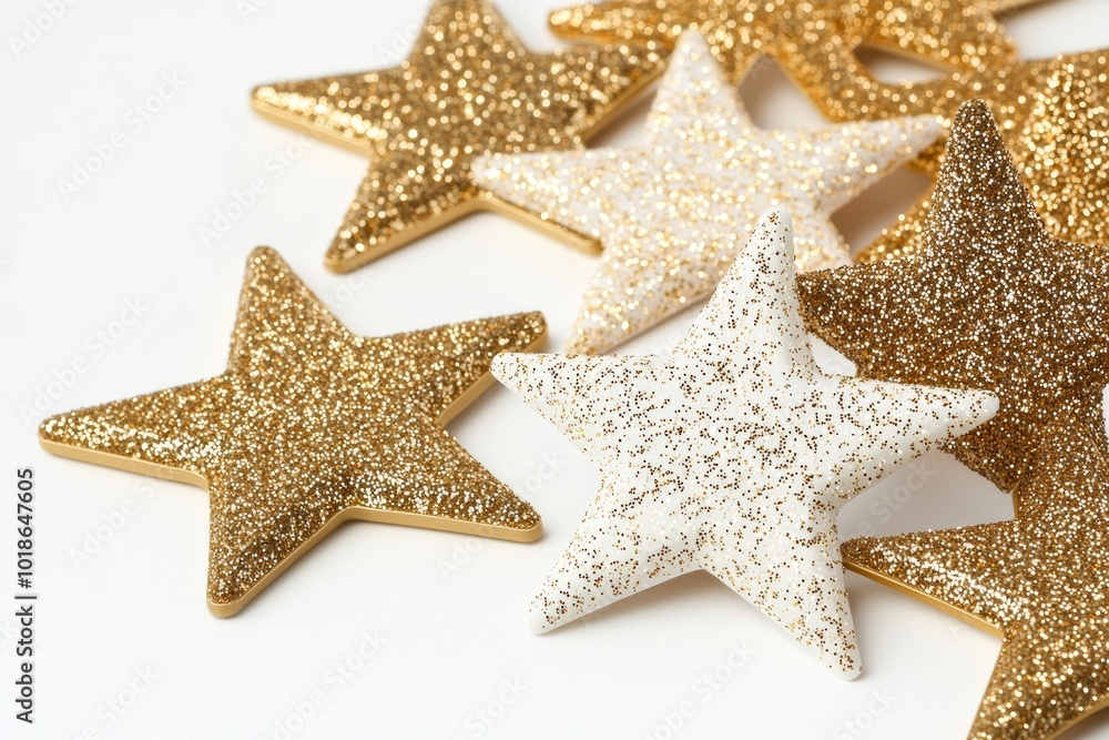 Simple Christmas stars in gold and cream, scattered across a soft white backdrop for a festive yet understated pattern Simple Christmas stars in gold and cream, scattered across a soft white backdrop for a festive yet understated pattern