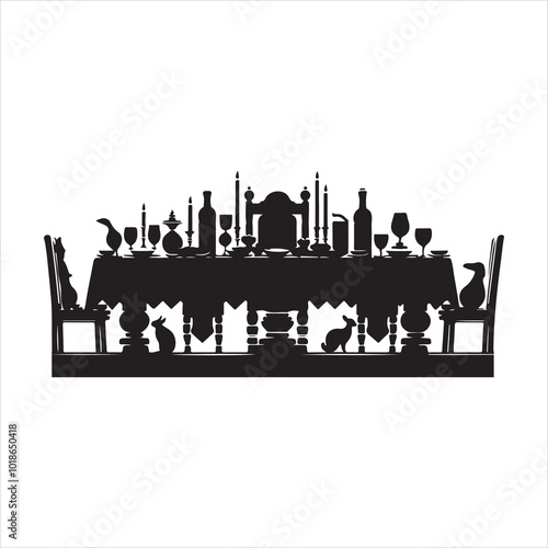 Supra Table Silhouette of a Traditional Feast