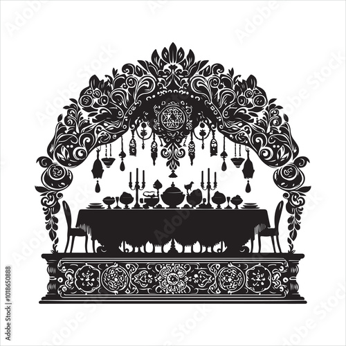 Supra Table Silhouette of a Traditional Feast
