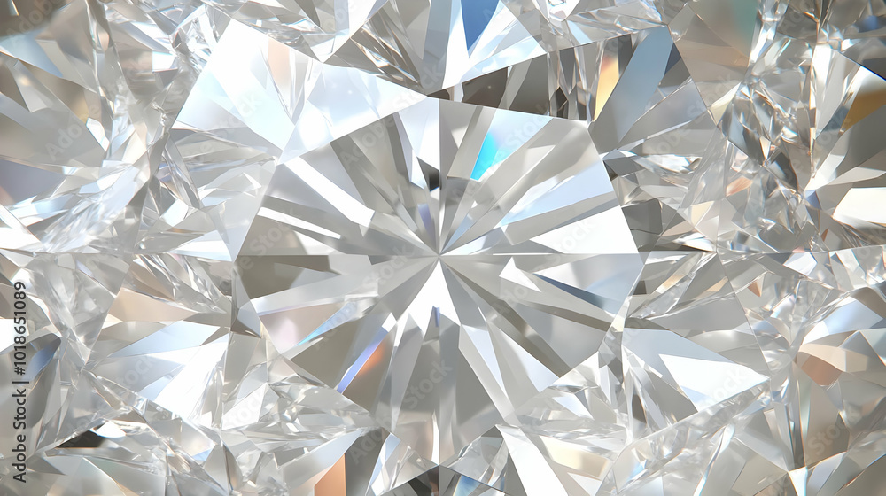 Close-up 3D Render of a Sparkling Diamond Facets with Light Reflecting, Showing a Detailed View of its Crystalline Structure Close-up 3D Render of a Sparkling Diamond Facets with Light Reflecting, Showing a Detailed View of its Crystalline Structure