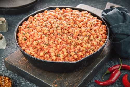 Canvas-taulu Arabic Cuisine; spicy pasta ''Mbakbaka'' is common in Egyptian and Libyan culture