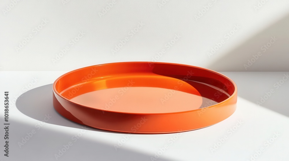 A vibrant orange tray with clean, soft shadows, placed on a bright white background. A vibrant orange tray with clean, soft shadows, placed on a bright white background.