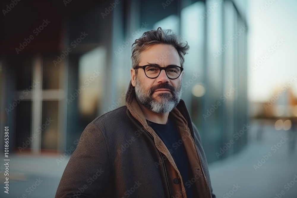 Portrait of a handsome middle-aged man with beard and glasses Portrait of a handsome middle-aged man with beard and glasses