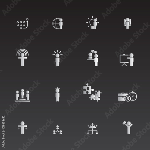 Universal business management and human resources icon set. Universal icons for web and mobile. Vector.