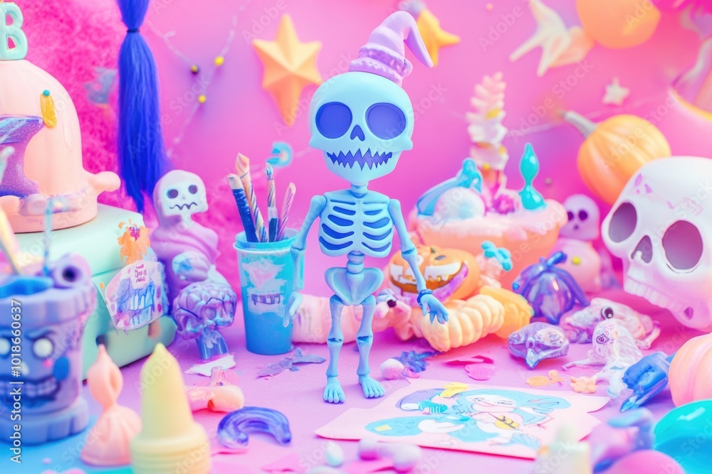 Obraz premium A fun Halloween card-making party with colorful decorations and creative crafts