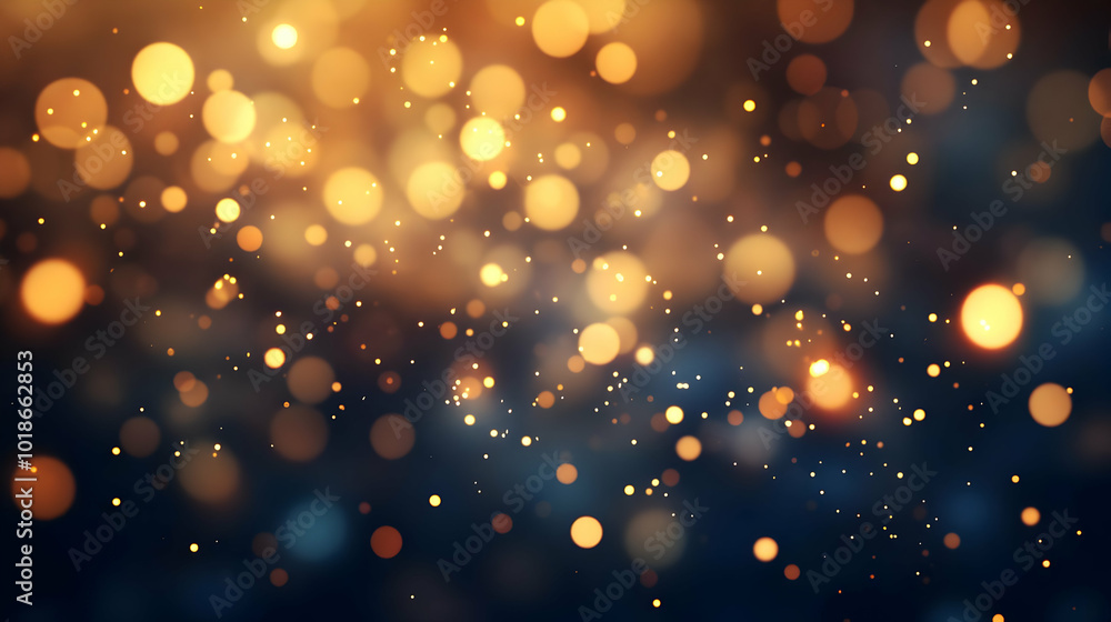 Golden Bokeh Lights Twinkle on a Dark and Dreamy Background Golden Bokeh Lights Twinkle on a Dark and Dreamy Background
