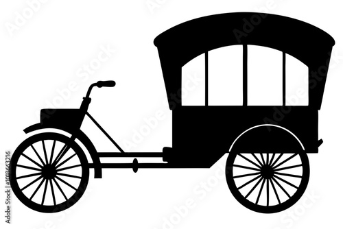 Indian Rickshaw Silhouette Vector Illustration of a Traditional Rickshaw