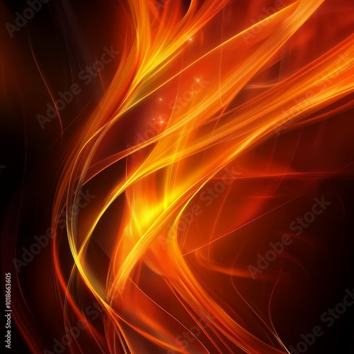 Abstract fiery waves in vibrant orange and red hues radiate energy and warmth.