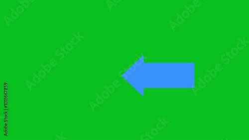 Greenscreen Directional arrow animation. signal icon. blue color a moving arrow pointing to the left.