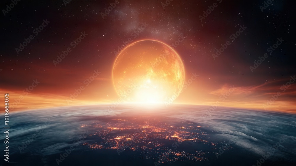 A spaceship breaking through the atmosphere of an alien planet, glowing cities visible below, space exploration, futuristic adventure A spaceship breaking through the atmosphere of an alien planet, glowing cities visible below, space exploration, futuristic adventure
