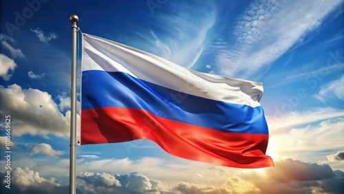 Wallpaper Mural Russian flag waving gracefully in the wind symbolizing strength and patriotism Torontodigital.ca