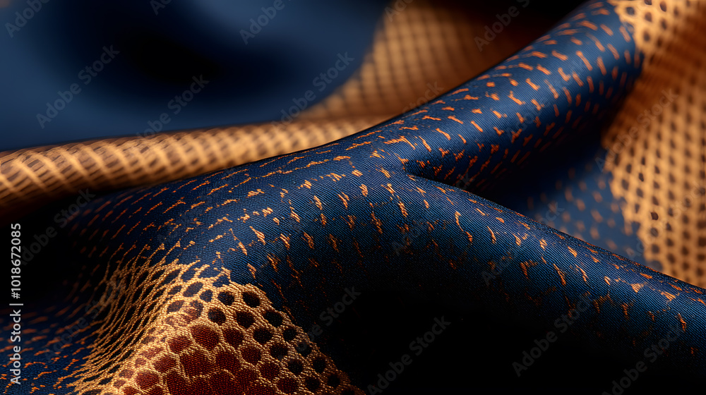Fototapeta premium Silk Fabric with Abstract Intricate Pattern | Luxurious Textured Material Featuring Unique and Artistic Designs