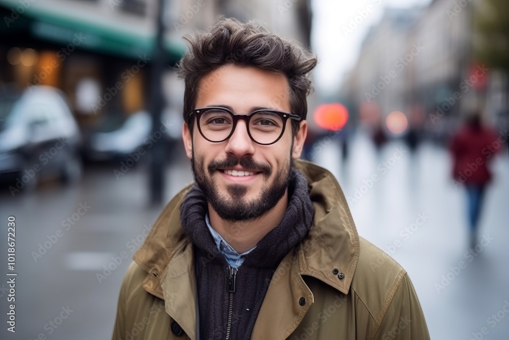 Portrait of a handsome young man with eyeglasses in the city Portrait of a handsome young man with eyeglasses in the city