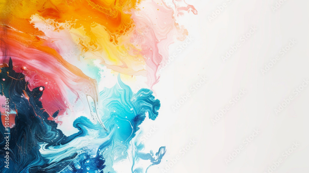 Abstract fluid art with vibrant orange, blue, and pink swirls Abstract fluid art with vibrant orange, blue, and pink swirls