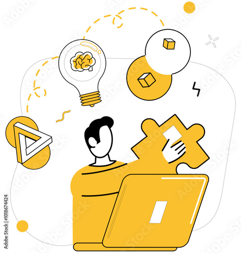 Logica vector illustration. Intellectual thinking and knowledge are dynamic winds steering ship ideas The tapestry achievement is woven from threads logica Breakthroughs transform into opportunities