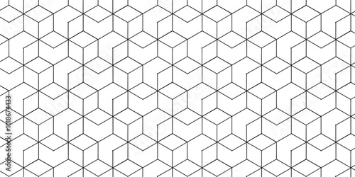 Emboss black cube line polygonal grid connection seamless digital futuristic hexagon honeycomb vector grid fence wave cube line abstract geometric background.	

