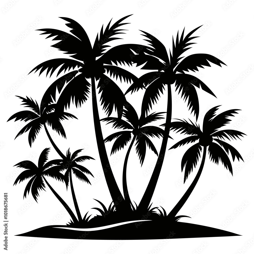 Fototapeta premium black-palm-tree vector silhouette