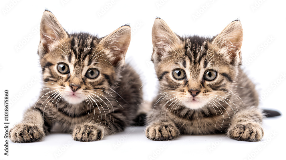 Ten-week-old European Shorthair kittens sitting in copy space Ten-week-old European Shorthair kittens sitting in copy space