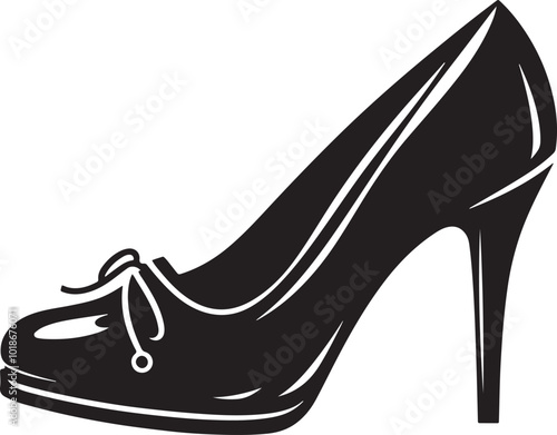 Women high heels vector art.  Vector Silhouette Shoes or Sneakers Icon.