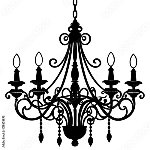  Chandelier silhouette vector illustration