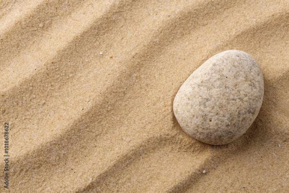 Beige stone on sand background at eye level Beige stone on sand background at eye level