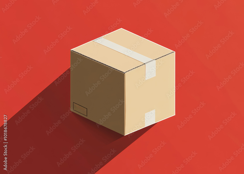 Obraz premium a cargo cardboard box flat design style, minimalistic