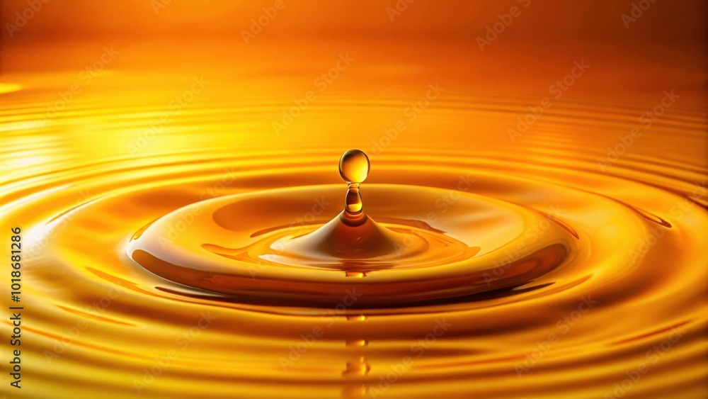 Vibrant yellow surface with a single orange water drop, abstract background Vibrant yellow surface with a single orange water drop, abstract background