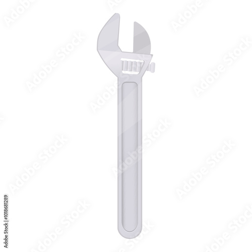 A detailed adjustable wrench tool shown in a sleek graphic style. Vector illustration