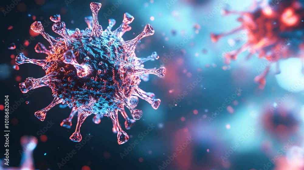 Virus particles in microscopic view Virus particles in microscopic view
