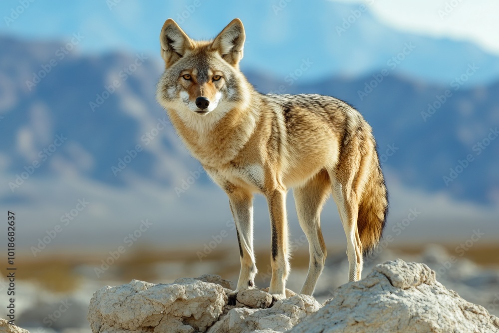 Striking Portrait of a Coyote in Death Valley National Park. AI generated illustration Striking Portrait of a Coyote in Death Valley National Park. AI generated illustration