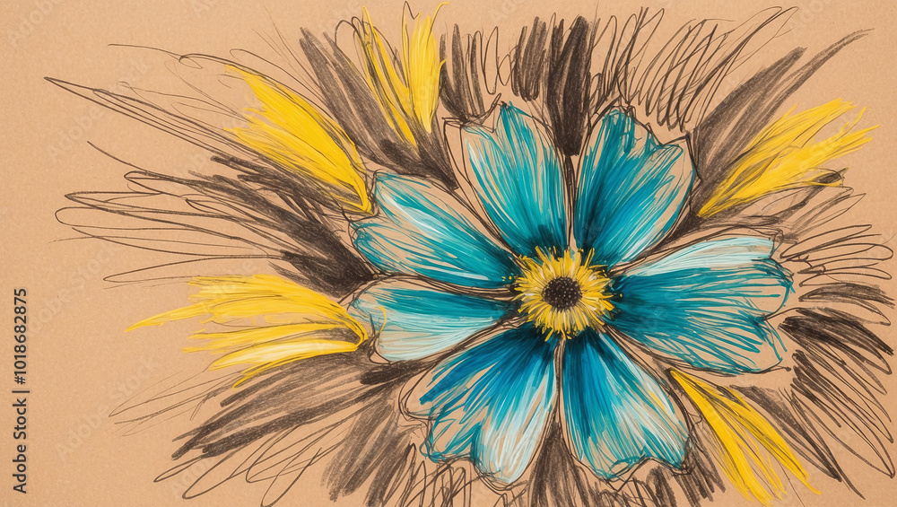 Obraz premium A drawn flower.