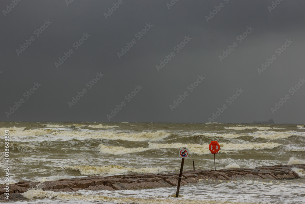 Galveston Island beaches durning a tropical storm in Texas. Galveston Island beaches durning a tropical storm in Texas.