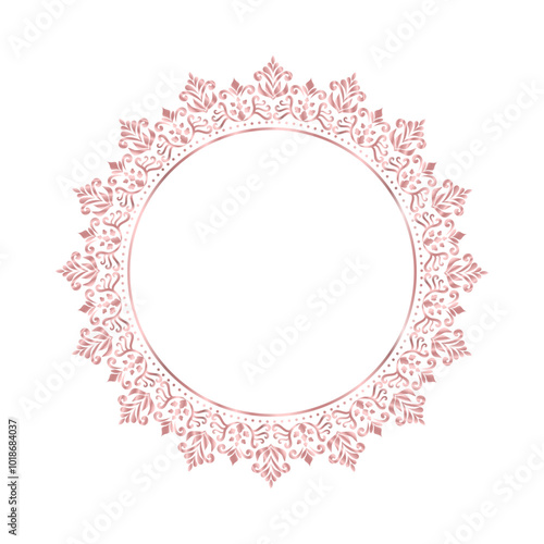 Damask Round Wreath rose gold circular round ornament floral Abstract pattern, Classic Victorian traditional style, illustration Vintage Design, Floral frames, Mandala, Antique, Moroccan frame
