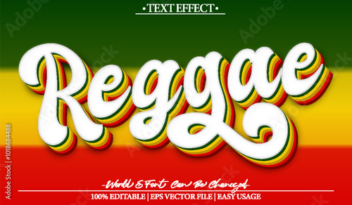 Reggae Vector Text Effect Editable Alphabet Music Green Yellow Red Retro