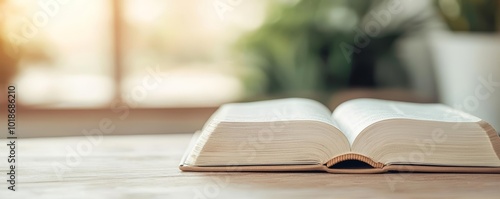 Bible basked in celestial light, symbolic of divine presence and spiritual wisdom photo