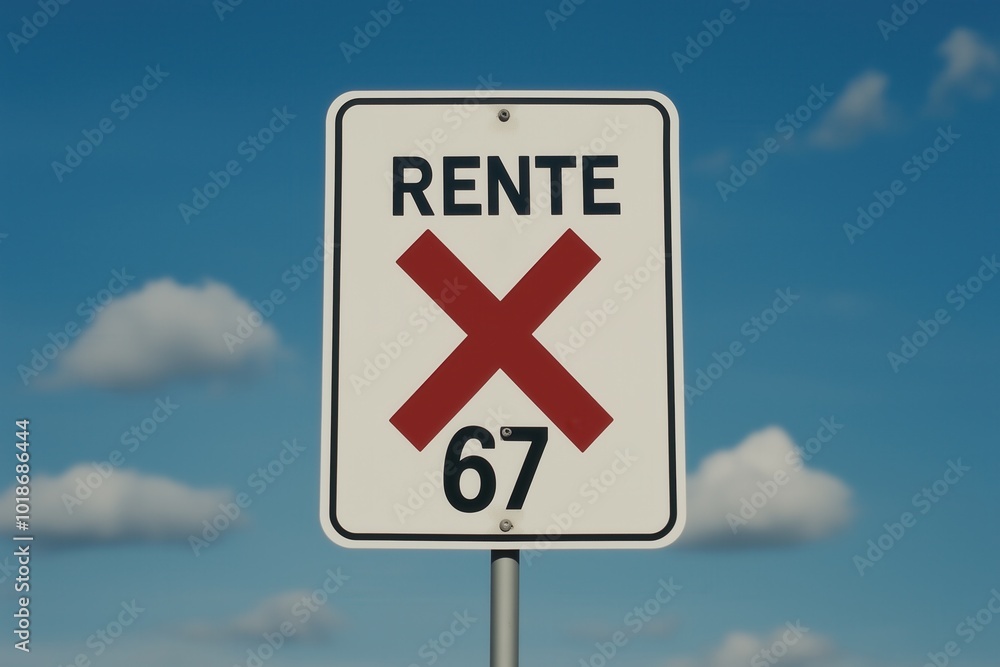 Retirement sign with cancellation at 67 (German)
A street sign with the word Retirement sign with cancellation at 67 (German)
A street sign with the word