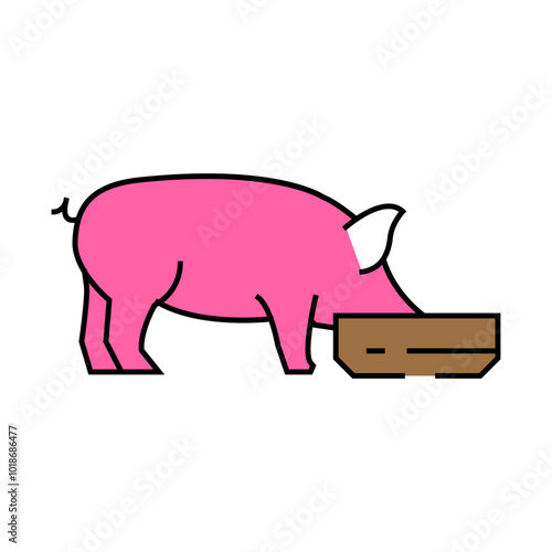 pig feeding farm line icon vector. pig feeding farm sign. isolated symbol illustration