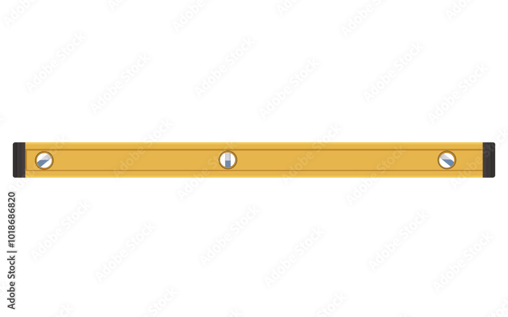 A yellow level tool displayed horizontally on a white background. Vector illustration A yellow level tool displayed horizontally on a white background. Vector illustration