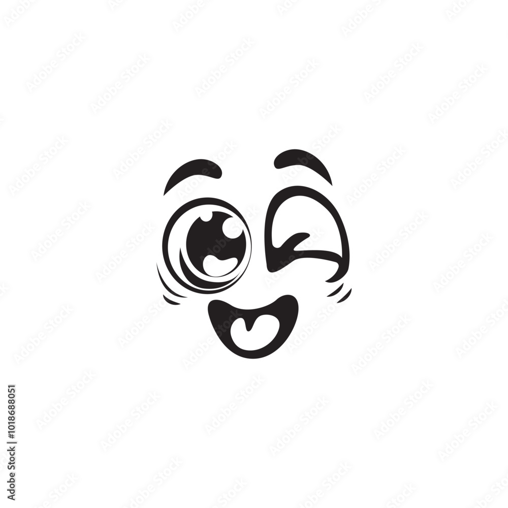 Happy Cartoon Eye In Vector .Black And White Surprised Eyes Expression Happy Cartoon Eye In Vector .Black And White Surprised Eyes Expression