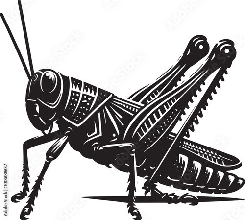 Grasshopper Silhouette isolated on a white background Minimalist Grasshopper vector illustration