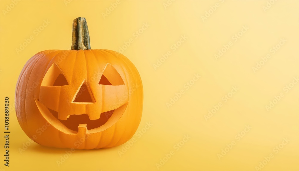 A carved jack-o-lantern with a spooky face, glowing brightly background, symbolizing Halloween celebrations in autumn A carved jack-o-lantern with a spooky face, glowing brightly background, symbolizing Halloween celebrations in autumn