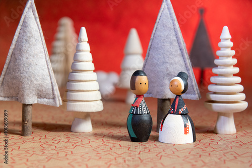 Weihnachten Deko Filbzbäume, Holzbäume, Stillleben