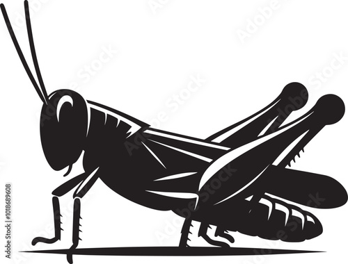 Grasshopper Silhouette isolated on a white background Minimalist Grasshopper vector illustration